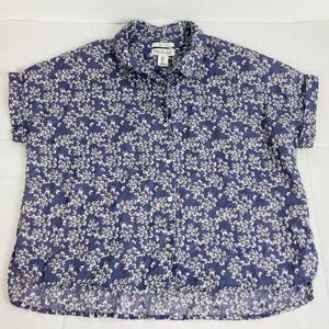 Rachel Zoe 100% Linen Floral Button Down Blouse S